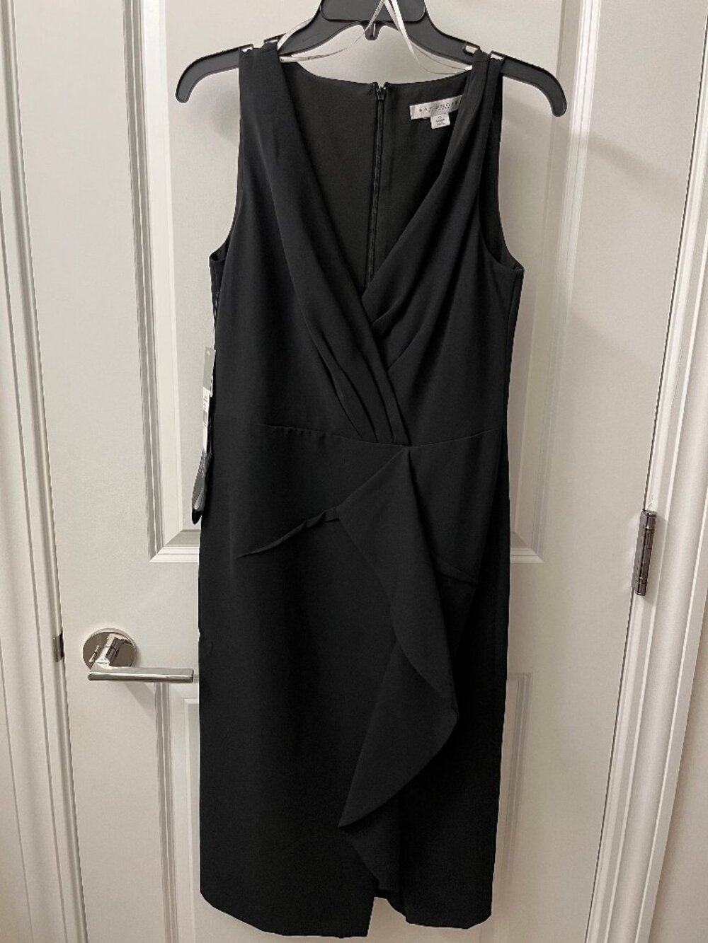 Kay Unger Brynn Sheath Black Crepe Dress Size 10 NWT